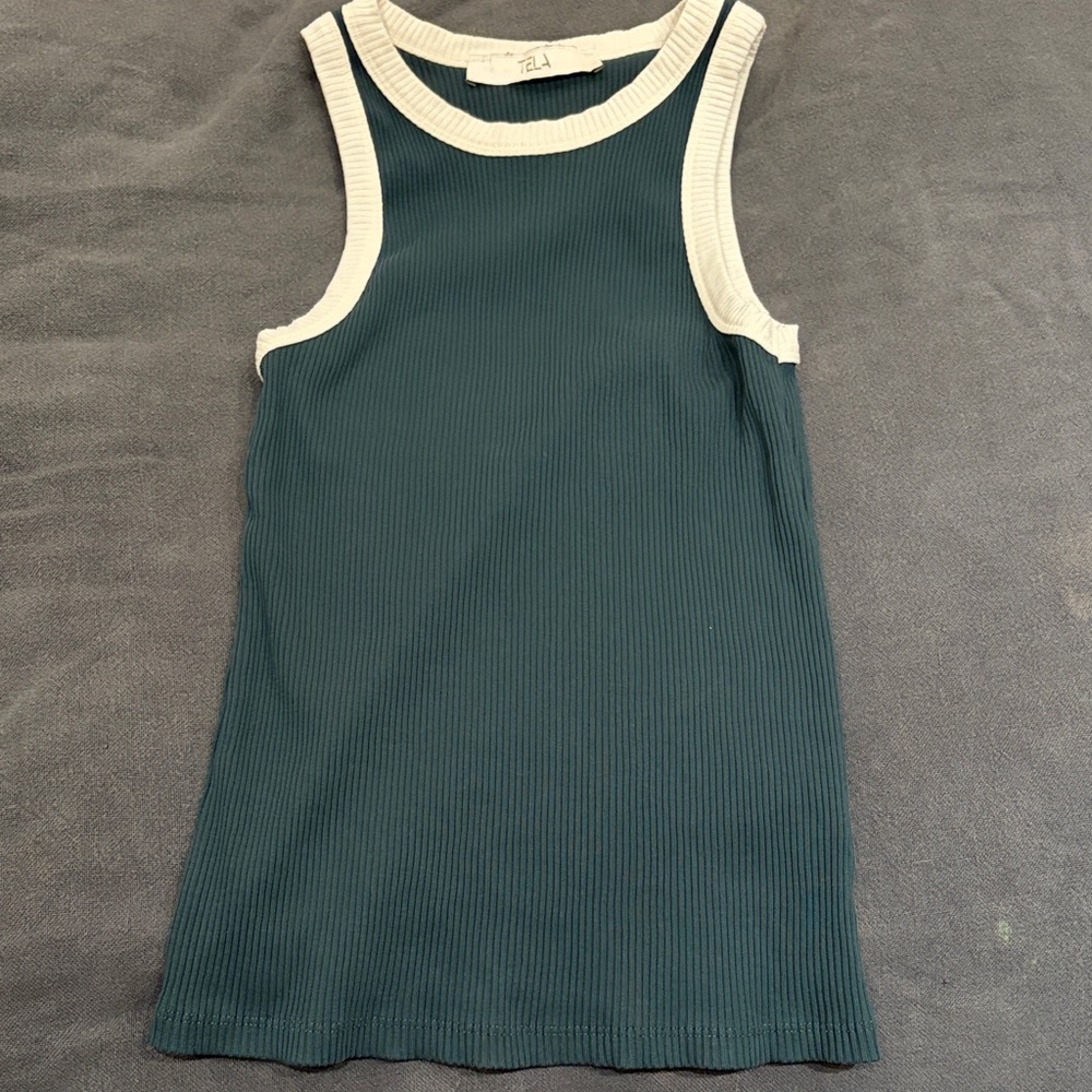 Tela Blue and Cream Ribbed Knitwear